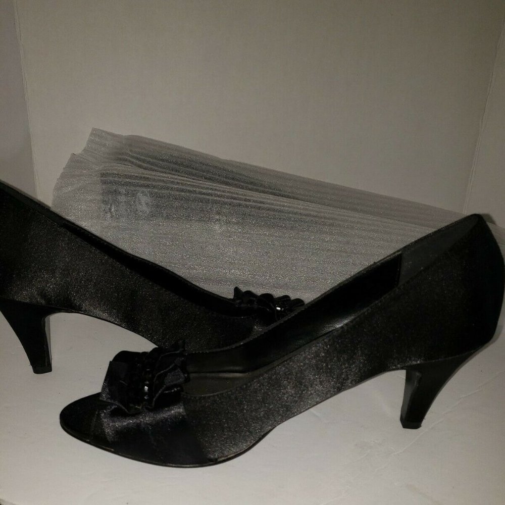 New No Box Coach and Four Black Peep-toe Stiletto